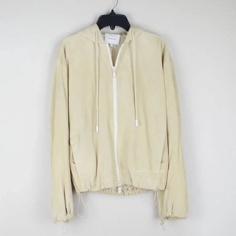 NWT Vince Suede Zip Hooded Jacket | Luxury Casual Outerwear